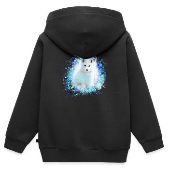 polarfuchs, fuchs,mint,aquarell ,malerei - Kinder Premium Organic Zip Hoodie - Schwarz - Hinten - AI Model Kid Male (0cm)
