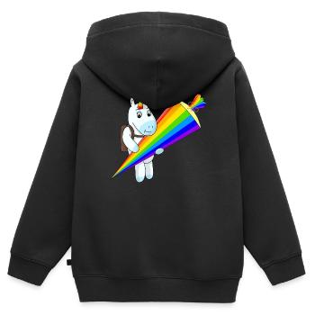 Unicorn Schooling School Start Children - Kids Premium Organic Zip-up Hoodie - black - Back - AI Model Kid Male (0cm)