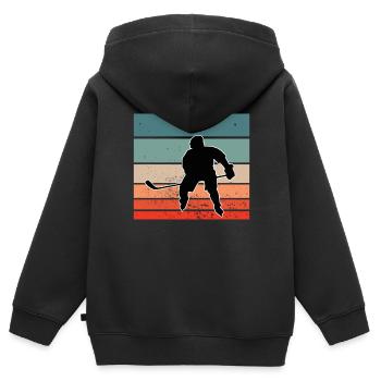 Hockey hockey de - Sweat Premium à capuche zippé enfant bio - noir - Dos - AI Model Kid Male (0cm)