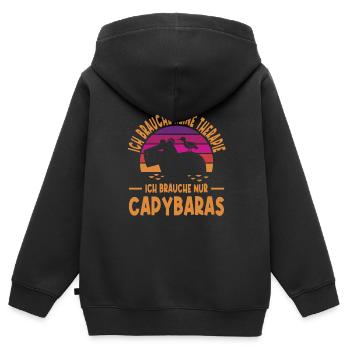 Ich Brauche Keine Therapie Brauche Nur Capybaras - Kinder Premium Organic Zip Hoodie - Schwarz - Hinten - AI Model Kid Male (0cm)