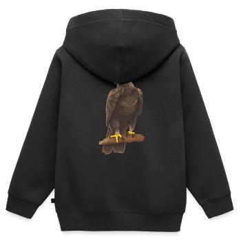 Adler Greifvogel Steinadler - Kinder Premium Organic Zip Hoodie - Schwarz - Hinten - AI Model Kid Male (0cm)