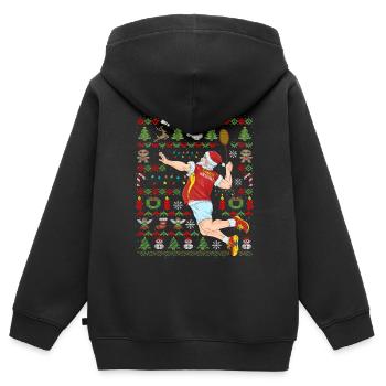 Ugly Christmas Badminton Federball Weihnachten - Kinder Premium Organic Zip Hoodie - Schwarz - Hinten - AI Model Kid Male (0cm)