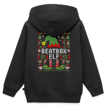 Lustiger Beatbox Elf Ugly Christmas Beatboxer - Kinder Premium Organic Zip Hoodie - Schwarz - Hinten - AI Model Kid Male (0cm)