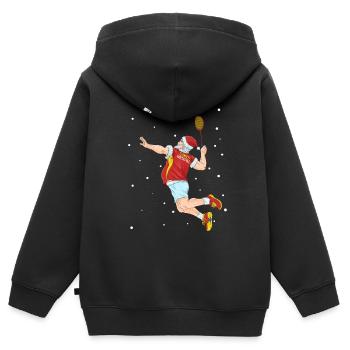 Badminton Federball Weihnachten - Kinder Premium Organic Zip Hoodie - Schwarz - Hinten - AI Model Kid Male (0cm)