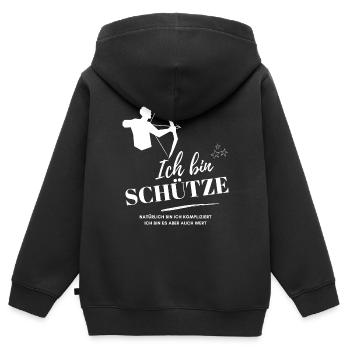 Ich bin Schütze Sternzeichen Astrologie - Kinder Premium Organic Zip Hoodie - Schwarz - Hinten - AI Model Kid Male (0cm)