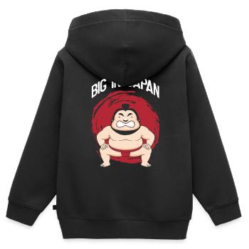 Lutteur de sumo Japon - Sweat Premium à capuche zippé enfant bio - noir - Dos - AI Model Kid Male (0cm)
