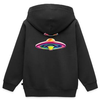 SOUCOUPES VOLANTES - Sweat Premium à capuche zippé enfant bio - noir - Dos - AI Model Kid Male (0cm)