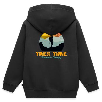 Trek Time, mountain therapy, trekking, hiking - Kids Premium Organic Zip-up Hoodie - black - Back - AI Model Kid Male (0cm)