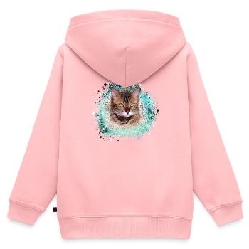 American Lynx, Katze, bengal, Leo, tiger, Malerei, - Kinder Premium Organic Zip Hoodie - Rosa - Hinten - AI Model Kid Female (0cm)