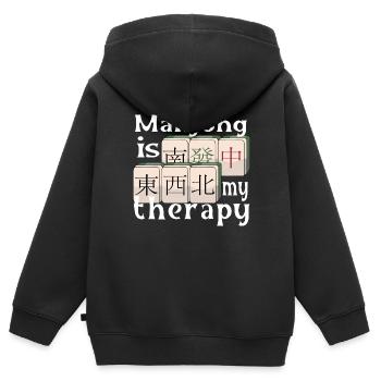 Mahjong ist meine Therapie - Mahjong - Kinder Premium Organic Zip Hoodie - Schwarz - Hinten - AI Model Kid Male (0cm)