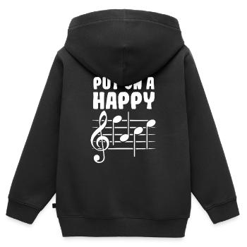 Mettre un visage heureux - Sweat Premium à capuche zippé enfant bio - noir - Dos - AI Model Kid Male (0cm)