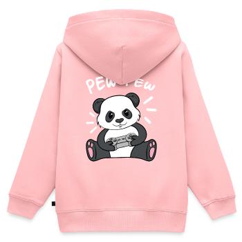 Pew Pew Panda - Kinder Premium Organic Zip Hoodie - Rosa - Hinten - AI Model Kid Female (0cm)