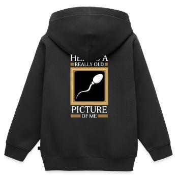 Here's A Really Old Picture Of Me - Kinder Premium Organic Zip Hoodie - Schwarz - Hinten - AI Model Kid Male (0cm)