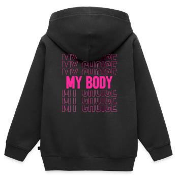 Mon corps, ma décision - Sweat Premium à capuche zippé enfant bio - noir - Dos - AI Model Kid Male (0cm)