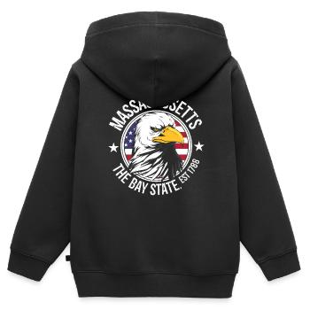 Massachusetts - Kinder Premium Organic Zip Hoodie - Schwarz - Hinten - AI Model Kid Male (0cm)