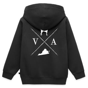 Virginia - Kinder Premium Organic Zip Hoodie - Schwarz - Hinten - AI Model Kid Male (0cm)
