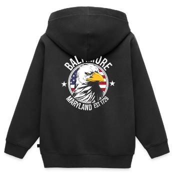 Baltimore - Sweat Premium à capuche zippé enfant bio - noir - Dos - AI Model Kid Male (0cm)