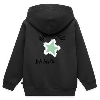 Hallo mein name ist / Hallo ich heiße Baby - Kinder Premium Organic Zip Hoodie - Schwarz - Hinten - AI Model Kid Male (0cm)