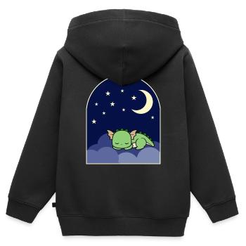 Green Dragon sleeping - Kids Premium Organic Zip-up Hoodie - black - Back - AI Model Kid Male (0cm)