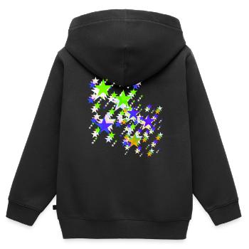 Stars, star, colorful stars - Kids Premium Organic Zip-up Hoodie - black - Back - AI Model Kid Male (0cm)