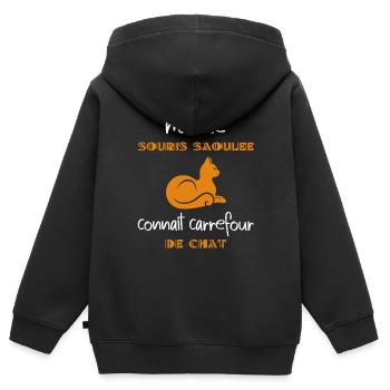 Même souris saoulée connaît carrefour de chat - Sweat Premium à capuche zippé enfant bio - noir - Dos - AI Model Kid Male (0cm)