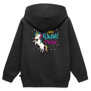 No Gluten Please - Kinder Premium Organic Zip Hoodie - Schwarz - Hinten - AI Model Kid Male (0cm)