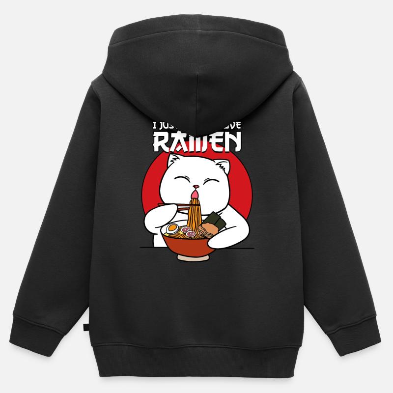 J'adore vraiment Ramen - Sweat Premium à capuche zippé enfant bio - noir