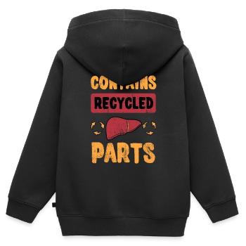 Contains Recycled Parts - Kids Premium Organic Zip-up Hoodie - black - Back - AI Model Kid Male (0cm)