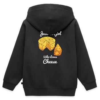 Juste une fille qui aime le fromage fromage fille - Sweat Premium à capuche zippé enfant bio - noir - Dos - AI Model Kid Male (0cm)