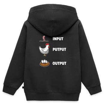 Input Putput Output Hühner Informatik - Kinder Premium Organic Zip Hoodie - Schwarz - Hinten - AI Model Kid Male (0cm)