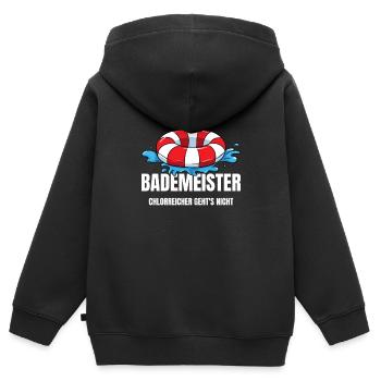 Bademeister Chlorreicher Geht's Nicht Schwimmen - Kinder Premium Organic Zip Hoodie - Schwarz - Hinten - AI Model Kid Male (0cm)