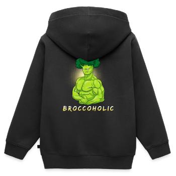 Broccoholic Vegan Brokkoli - Kinder Premium Organic Zip Hoodie - Schwarz - Hinten - AI Model Kid Male (0cm)