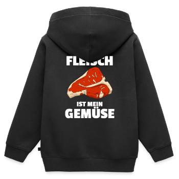 Fleisch Ist Mein Gemüse Fleischesser - Kinder Premium Organic Zip Hoodie - Schwarz - Hinten - AI Model Kid Male (0cm)