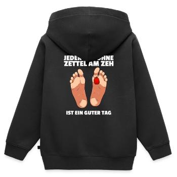 Jeder Tag ohne Zettel am Zeh ist ein guter Tag - Kinder Premium Organic Zip Hoodie - Schwarz - Hinten - AI Model Kid Male (0cm)