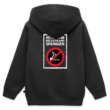Nicht vom Beckenrand springen Bademeister - Kinder Premium Organic Zip Hoodie - Schwarz - Hinten - AI Model Kid Male (0cm)