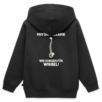Physiotherapie Wir sorgen für Wirbel - Kinder Premium Organic Zip Hoodie - Schwarz - Hinten - AI Model Kid Male (0cm)