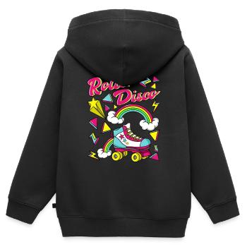 Discothèque à rouleaux - Sweat Premium à capuche zippé enfant bio - noir - Dos - AI Model Kid Male (0cm)