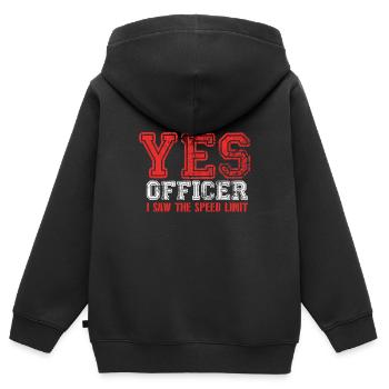 Speeding Speed Cars Yes Officer Road Speed Limit - Kinder Premium Organic Zip Hoodie - Schwarz - Hinten - AI Model Kid Male (0cm)