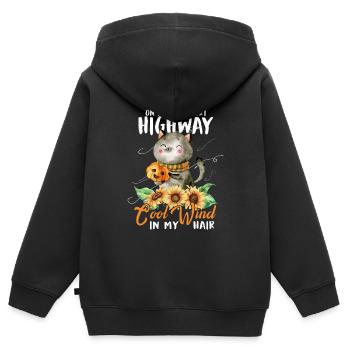 On A Dark Desert Highway Cool Wind In My Hair - Kinder Premium Organic Zip Hoodie - Schwarz - Hinten - AI Model Kid Male (0cm)
