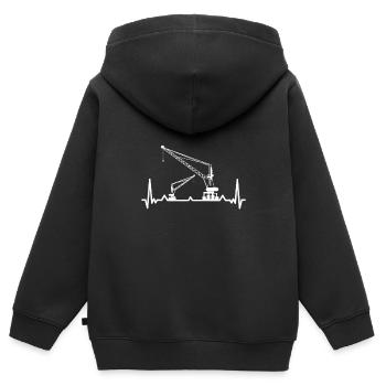Kran Kräne Baustelle Kranführer Fahrzeug Geschenk - Kinder Premium Organic Zip Hoodie - Schwarz - Hinten - AI Model Kid Male (0cm)