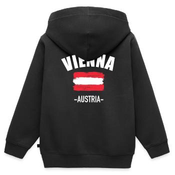 Wien - Kinder Premium Organic Zip Hoodie - Schwarz - Hinten - AI Model Kid Male (0cm)