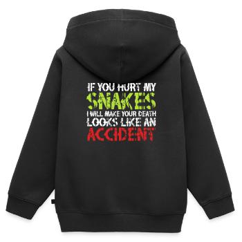 Serpents mère serpent reptile ne blesse pas mon serpent - Sweat Premium à capuche zippé enfant bio - noir - Dos - AI Model Kid Male (0cm)