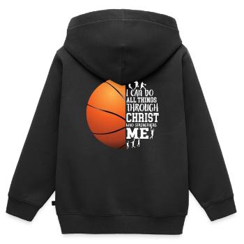 Je peux tout faire grâce au Christ Basketball - Sweat Premium à capuche zippé enfant bio - noir - Dos - AI Model Kid Male (0cm)