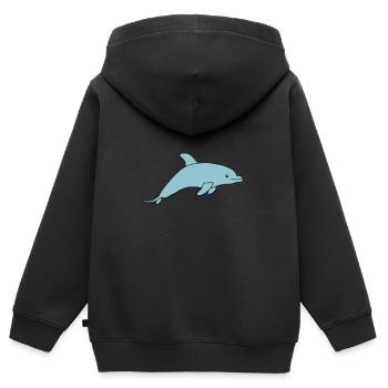 Delphin - Kinder Premium Organic Zip Hoodie - Schwarz - Hinten - AI Model Kid Male (0cm)