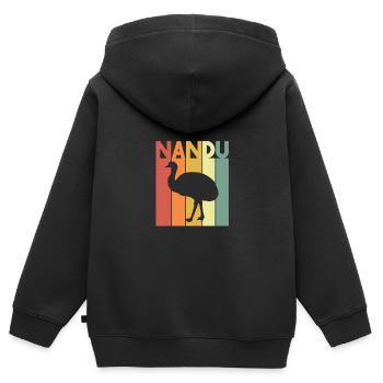 Laufvogel Eier Tier Strauß Vogel Nandu - Kinder Premium Organic Zip Hoodie - Schwarz - Hinten - AI Model Kid Male (0cm)