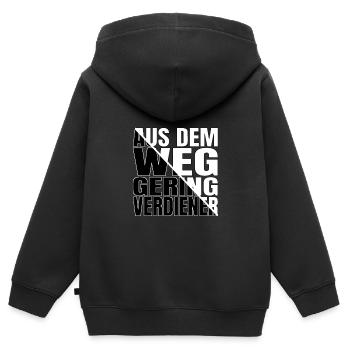 Aus dem Weg Geringverdiener Kapitalismus Lustig - Kinder Premium Organic Zip Hoodie - Schwarz - Hinten - AI Model Kid Male (0cm)