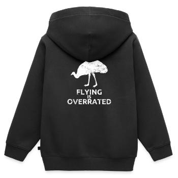 Emu Geschenk Flying Is Overrated Laufvogel - Kinder Premium Organic Zip Hoodie - Schwarz - Hinten - AI Model Kid Male (0cm)
