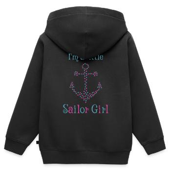 « I’m a little sailor girl » avec ancre de triangle - Sweat Premium à capuche zippé enfant bio - noir - Dos - AI Model Kid Male (0cm)