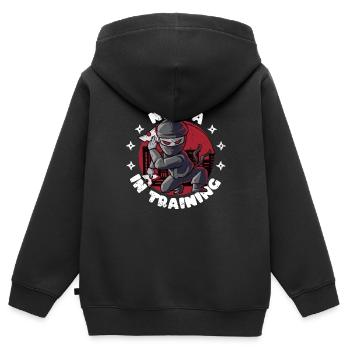Ninja dans l’entraînement Des Enfants de Warrior - Sweat Premium à capuche zippé enfant bio - noir - Dos - AI Model Kid Male (0cm)