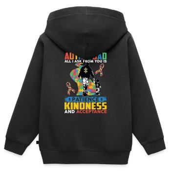 Autism Dad Patience Kindness Acceptance - Kinder Premium Organic Zip Hoodie - Schwarz - Hinten - AI Model Kid Male (0cm)